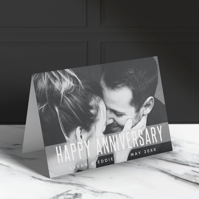 Tarjeta Aniversario moderno | Foto Amor Feliz Nombre de la (Subido por el creador)