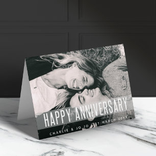 Tarjeta Aniversario moderno   Foto de amor Nombre del Boda