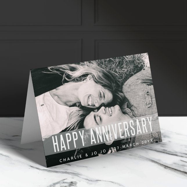 Tarjeta Aniversario moderno | Foto de amor Nombre del Boda (Subido por el creador)