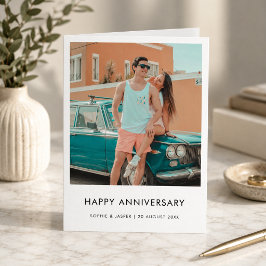 Tarjeta Aniversario Moderno | Foto Minimalista Elegante