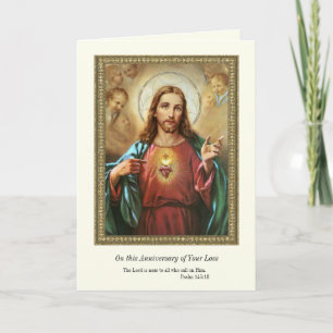 Tarjeta Aniversario Muerte Pérdida Amado Sagrado Corazón