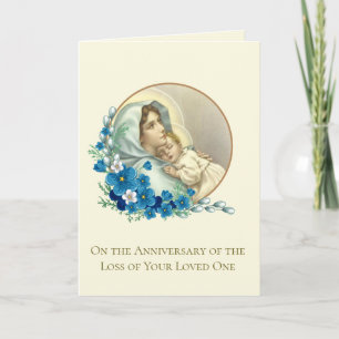 Tarjeta Aniversario Muerte Ser Querido Católica Virgen Mar