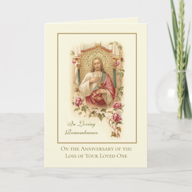Tarjeta Aniversario Muerte Ser Querido Sagrado Corazón de  (Anverso)