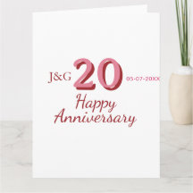aniversario número 20 nombre fecha monograma rosa 
