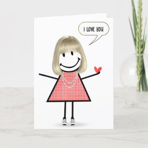 Tarjeta Aniversario Palo Figura Chica con burbuja de voz