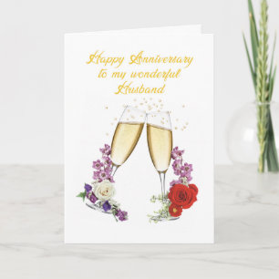 Tarjeta Aniversario para Esposo con Champán
