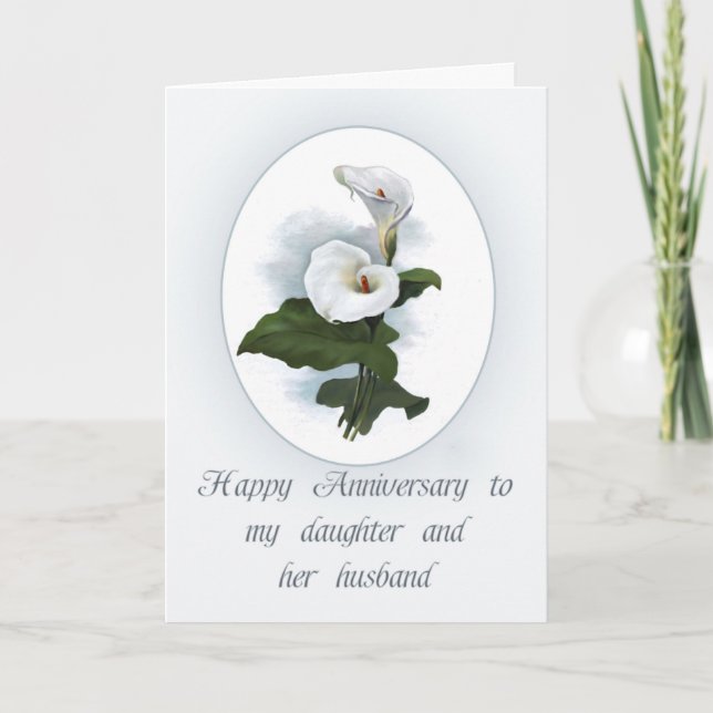 Tarjeta Aniversario para la hija, calas elegantes (Anverso)