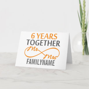 Tarjeta Aniversario personalizado de 6 años de matrimonio 