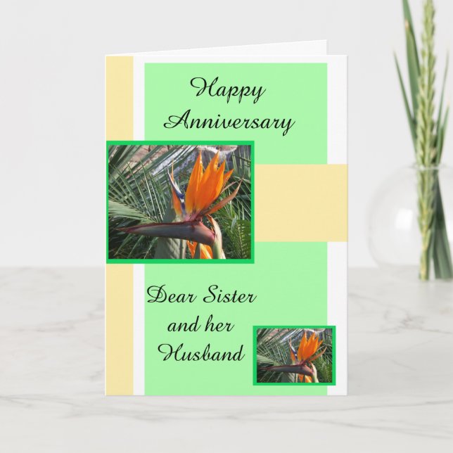 Tarjeta Aniversario Personalizado De Hermana Floral Y Espo (Anverso)