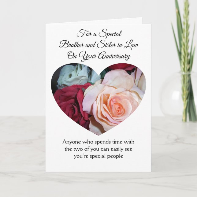 Tarjeta Aniversario Personalizado De Hermano Y Esposa rosa (Anverso)