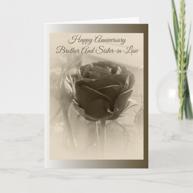 Tarjeta Aniversario Personalizado De Hermano Y Esposa Rose (Anverso)
