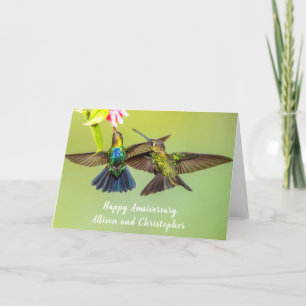 Tarjeta Aniversario personalizado de Hummingbird Lovebirds