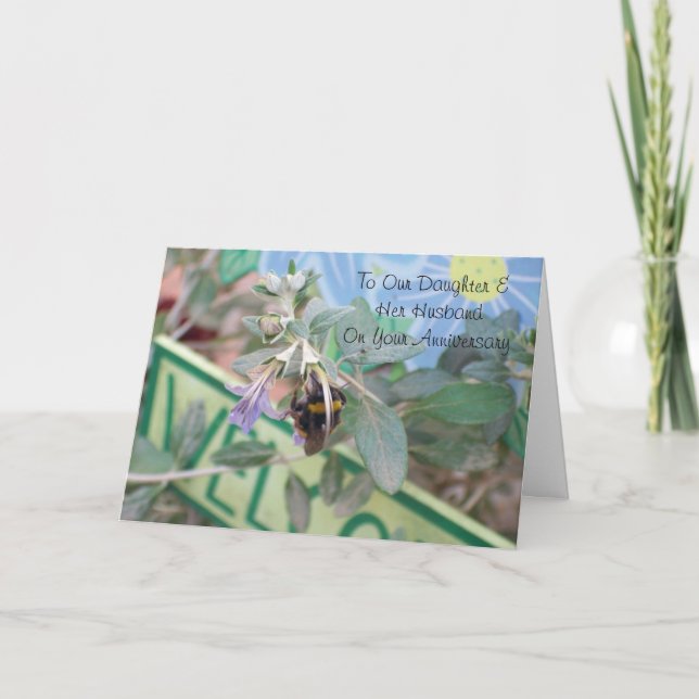 Tarjeta Aniversario Personalizado De La Hija De Bee Y El M (Anverso)