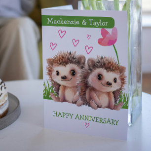 Tarjeta Aniversario personalizado de la pareja Hedgehog