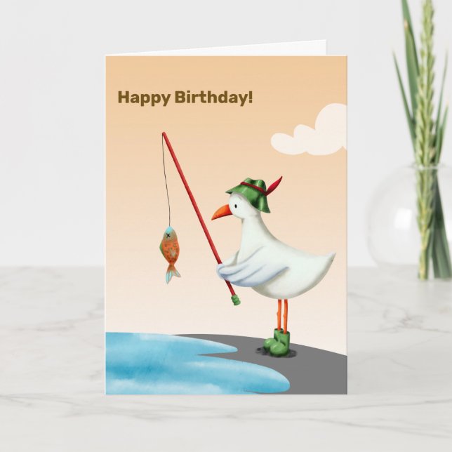Tarjeta Aniversario personalizado de la pesca de gaviota (Anverso)