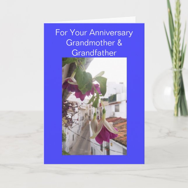 Tarjeta Aniversario personalizado de los abuelos de las fl (Anverso)