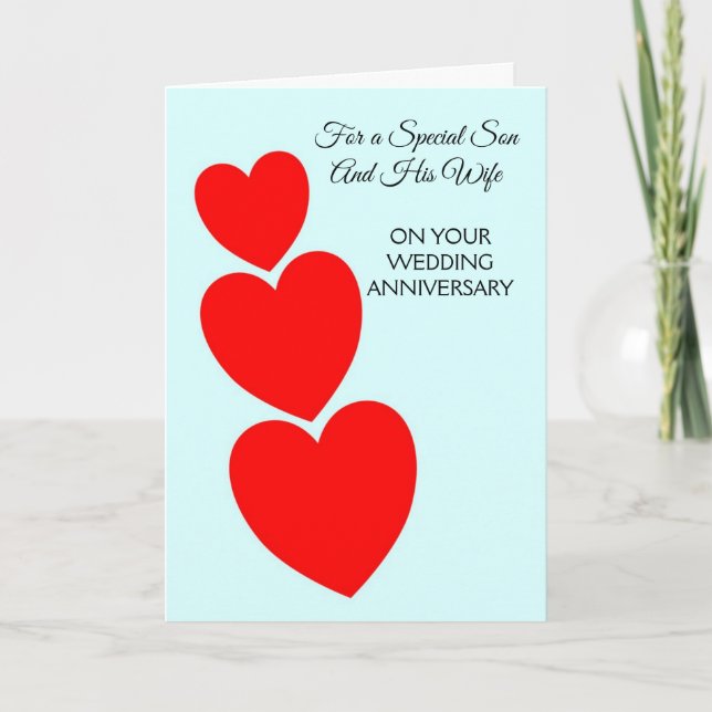Tarjeta Aniversario Personalizado Del Hijo Y La Esposa Del (Anverso)