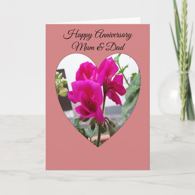 Tarjeta Aniversario Personalizado Floral Madre y Padre (Anverso)