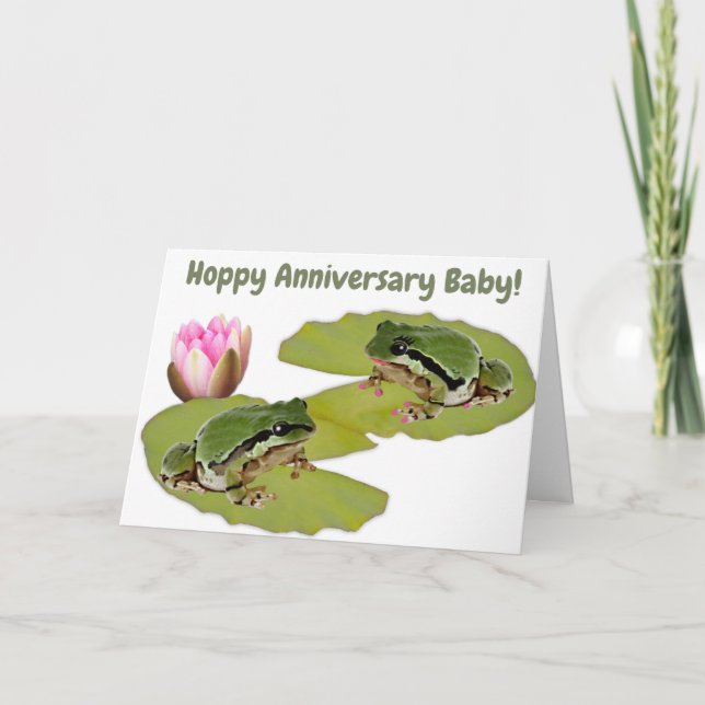 Tarjeta Aniversario personalizado Frog Pareja Agua Lily Fu (Anverso)