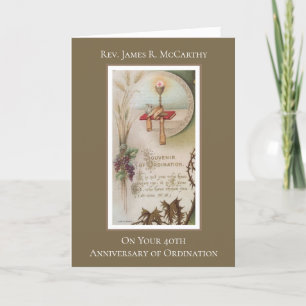 TARJETA ANIVERSARIO PRIEST ORDINATION CHALICE HOST