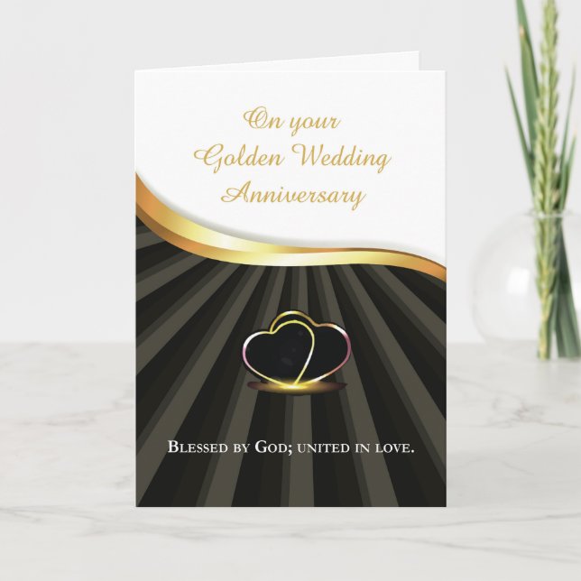 Tarjeta Aniversario Religioso de Bodas de Oro Corazón (Anverso)