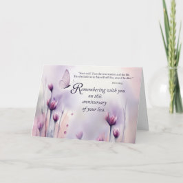 Tarjeta Aniversario religioso de la mariposa de las flores