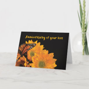 Tarjeta Aniversario Religioso de Pérdida Mariposa Girasole