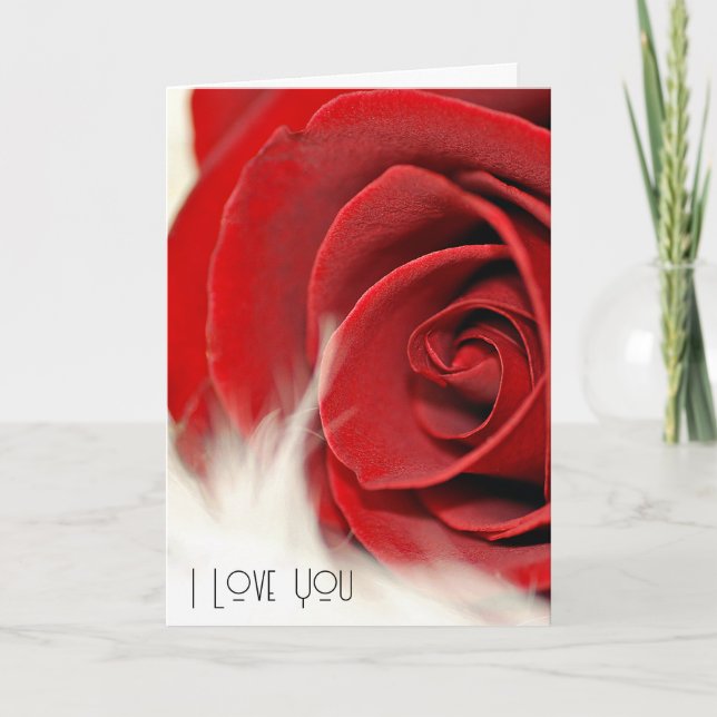 Tarjeta Aniversario Rojo Rosa En Pie (Anverso)