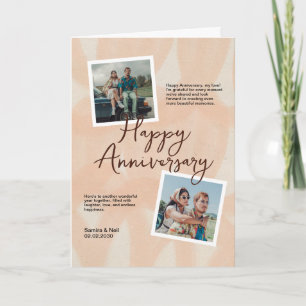 Tarjeta Aniversario romántico blanco y azul de saludo dobl