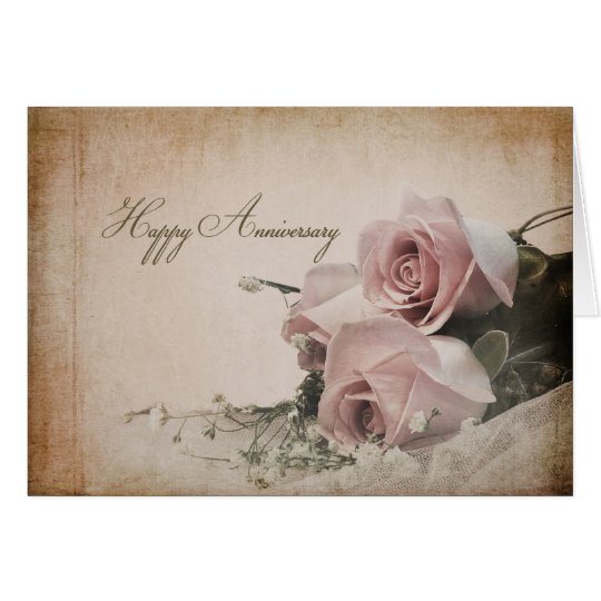 Tarjeta Aniversario - rosas del vintage