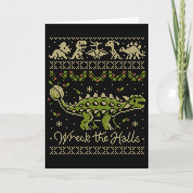 Tarjeta Ankylosaurus Dinosaur Christmas Sweater  (Anverso)