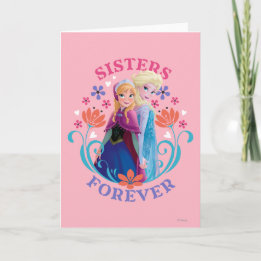 Tarjeta Anna y Elsa | Hermanas con flores