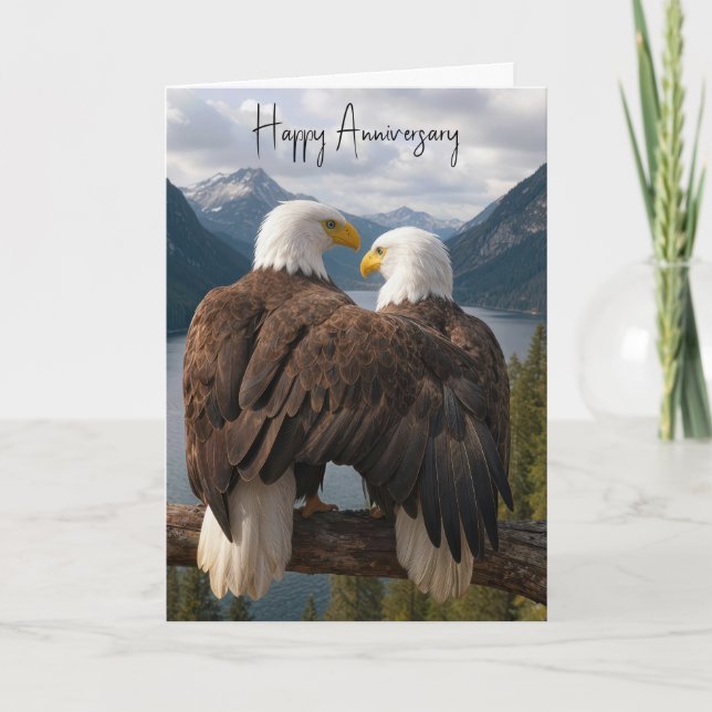 Tarjeta Anniversary Bald Eagles on a Branch (Anverso)