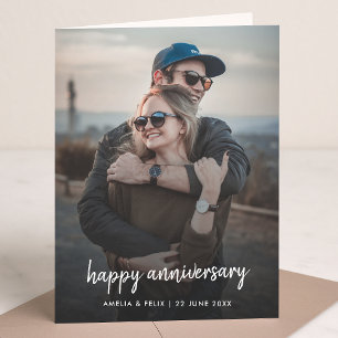Tarjeta Anniversary Photo Modern Trendy Stylish Script