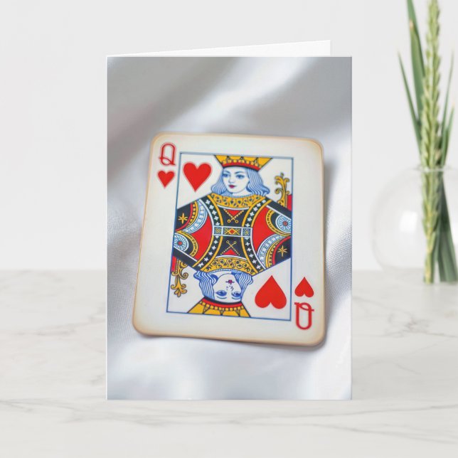 Tarjeta Anniversary Queen of Hearts On White Satin Fabric (Anverso)