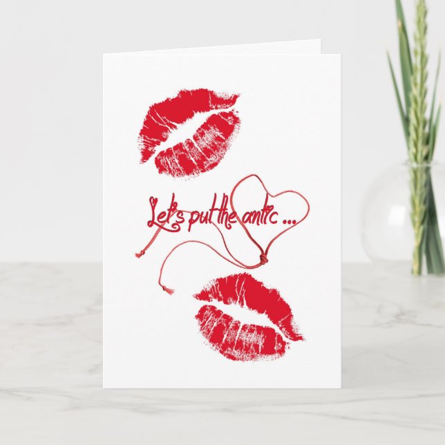 Tarjeta Anniversary Red Lipstick Kisses (Anverso)