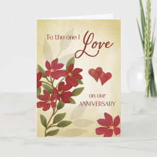 Tarjeta Anniversary to the one I Love Red Floral Collage 