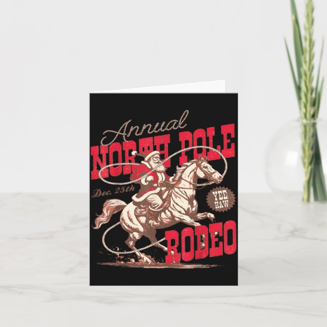 Tarjeta Annual North Le Rodeo Cowboy Santa Howdy Christmas (Anverso)