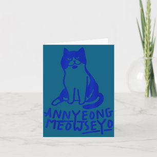 Tarjeta Annyeongmeowseyo K-drama Amantes de Gatos Divertid