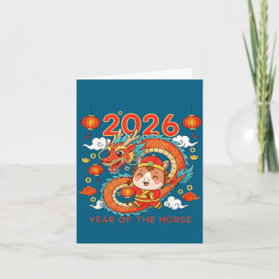 Tarjeta Año 2026 del Caballo Año Nuevo Lunar Chino