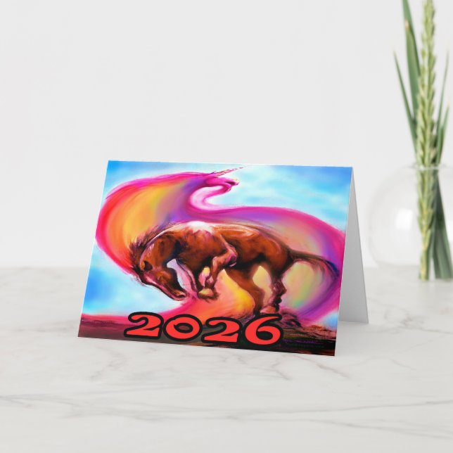 Tarjeta Año 2026 del Caballo de Fuego (Anverso)