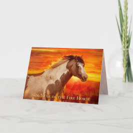 Tarjeta Año 2026 del Caballo de Fuego - Viajero