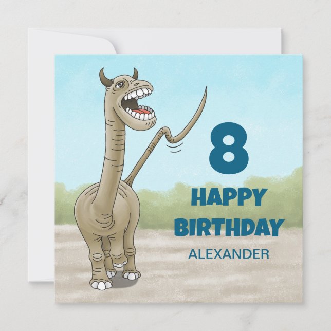 Tarjeta Año de cumpleaños de Dinosaur (Anverso)