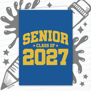 Tarjeta Año de Graduación Amarillo Dorado Clase Superior d