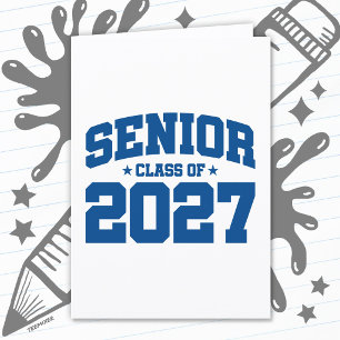 Tarjeta Año de graduación Escuela Azul Clase Superior de 2