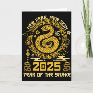 Tarjeta Año de la Serpiente 2025 Feliz Año Nuevo Lunar Chi