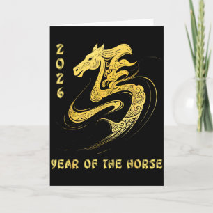 Tarjeta Año del Caballo 2026 Feliz Año Nuevo Lunar Chino