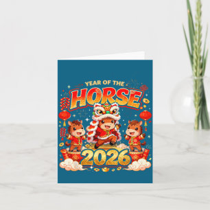 Tarjeta Año del Caballo Año Nuevo Lunar Familia