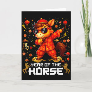 Tarjeta Año del Caballo Caballo Dabbing Lunar Año Nuevo Ch