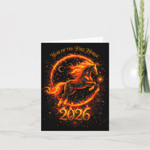 Tarjeta Año del Caballo de Fuego 2026 Año Nuevo Chino